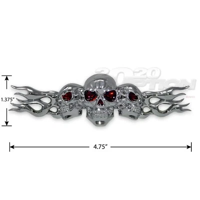 UNIVERSAL 5" CROMO CALAVERAS FLAMEANTES ADHESIVO EMBLEMA CALCOMANÍA PARA COCHE CAMIÓN Foto 1 de 3