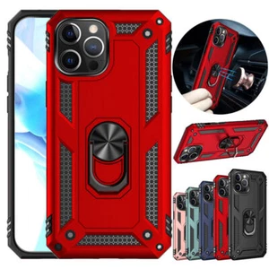 For iPhone 12,12 Pro Max Case, Shockproof Heavy Duty Ring Stand Phone Case Cover - Picture 1 of 17