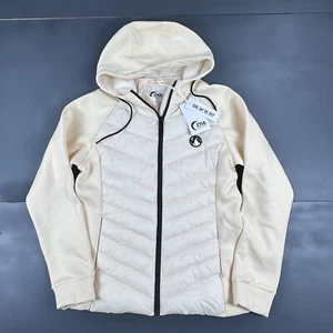 Zyia Active Puffer Jacket Womens Large Creme Oatmeal Hybird Fleece Primaloft NWT - Picture 1 of 8