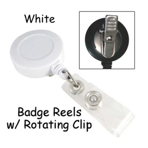 White ID Badge Carretes Lanyard - Retráctil con clip giratorio y correa de plástico - Imagen 1 de 2