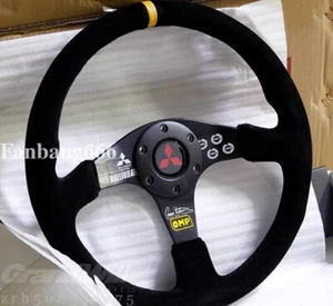 Volante deportivo de carreras negro plano cuero gamuza Mitsubishi OMP 350mm 14' - Imagen 1 de 8