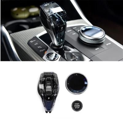 Kristall Schaltknauf + Meida Knopf + Start Knopf Für BMW G20 G22 G14 G01 G02  - Bild 1 von 4
