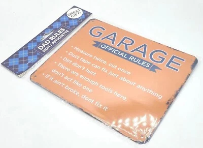 Garage Official Rules 6" x 7" Metal Sign. Sealed New. Phenomenal Aesthetics! - Image 1 of 3