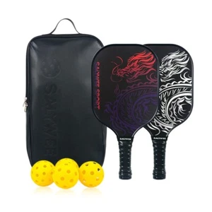 New Pickleball Paddle | Granular Matte Fiberglass w/Dual-Side Chinese Dragon Art - Picture 1 of 13
