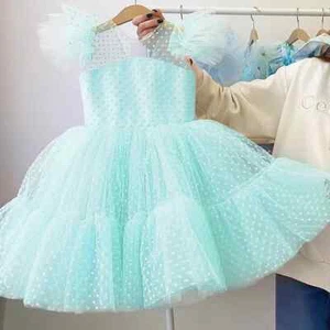 Girls Mesh Tulle Princess for Kid 4-10 Years Wedding Party Prom Vestidos Clothes - Picture 1 of 29