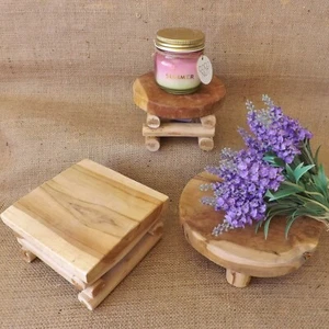 Handmade Mini Wooden Teak Log Display Table Christmas Wedding Home Decoration - Picture 1 of 8