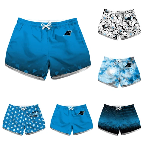 Carolina Panthers Womens Lightweight Drawstring Shorts Summer Pocket Shorts Cover