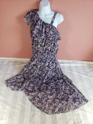 Next UK Girls Ruffle Purple Floral One Shoulder Easter Dress Size 14 Years NWT - Image 1 of 4