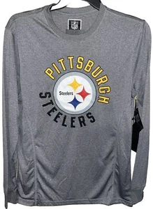 Camisa activa gris manga larga Pittsburgh Steelers para hombre logotipo poliéster NFL - Imagen 1 de 6