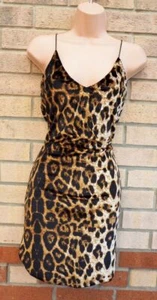 AX PARIS BROWN BLACK ANIMAL PRINT VELVET STRAPPY BODYCON PARTY TUBE DRESS 10 S - Picture 1 of 8