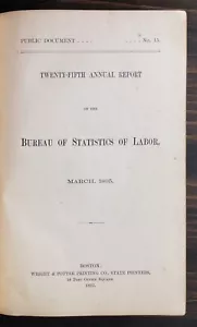 Rare Book - 1895, 25th Bureau Of Statistics Of Labor Annual Report - Boston, MA - Picture 1 of 8