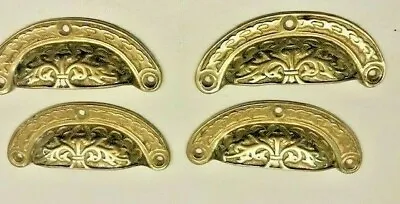 Set Four Brass Antique Victorian Drawer Pull Arts & Craft Mission Prairie Style • 25$