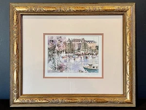 Marilyn Simandle Signed Print “Harbor Retreat” Framed 16.5x13.25 - Picture 1 of 6