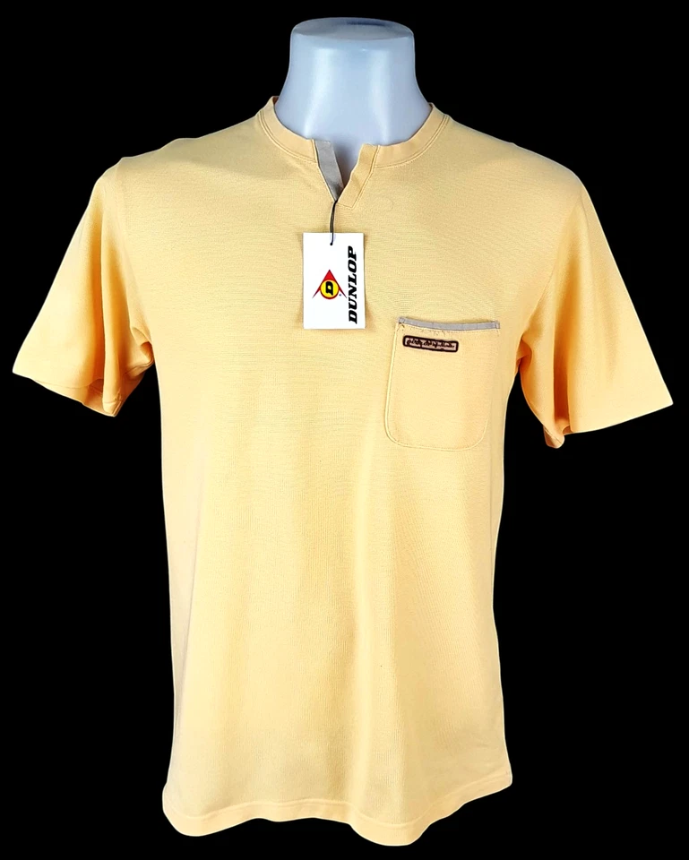 DUNLOP MOTORSPORT Mens Yellow S/S EVENING PULLOVER TOP Stretch - M - 42" -RR £65 - Imagem 1 de 4