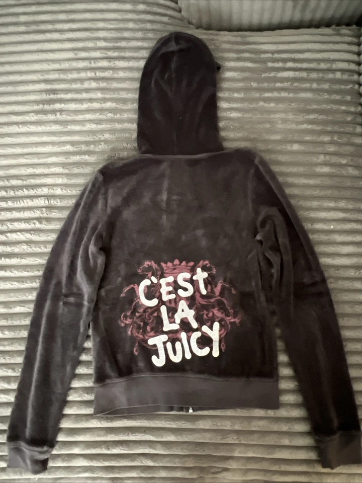 Juicy Couture Women's Size S Velour Basic Zip Hoodie Grey, 2000s Vintage - Image 1 of 4