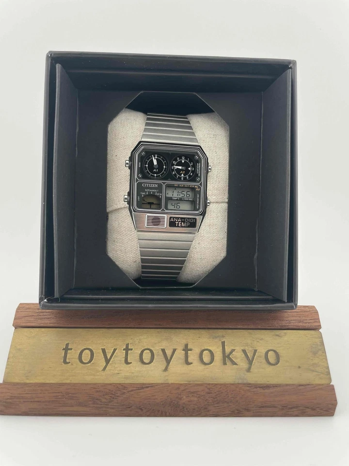 Citizen Ana-Digi Temp JG2101-78E 33mm Silver Stainless Steel Case and Bracelet with Black Dial Men's Wristwatch