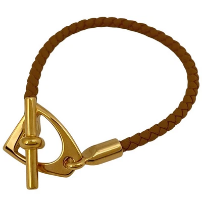 Pulsera HERMES Etlier Orden Personal Pulsera Cuero Oro Rosa Marrón Foto 1 de 4