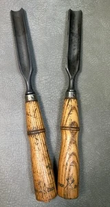2 Vintage Buck Brothers 1” Straight Half Tang Gouge Chisels - Picture 1 of 9