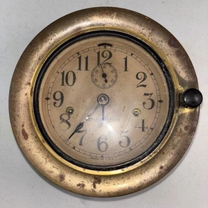 Vintage SETH THOMAS WWll Navy Ships Deck Clock Brass - No Key/Untested - Picture 1 of 9