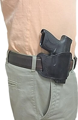 Black OWB Leather Pancake Hip Gun holster For S&W M&P Shield 40 (9MM) - Image 1 of 3