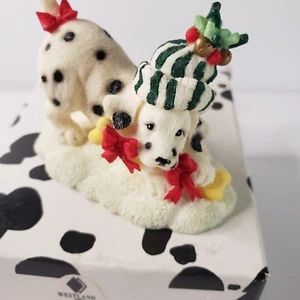 Westland Dalmatian Christmas Santa Hat Bows Bone 602E NWB VTG Dog - Foto 1 di 6