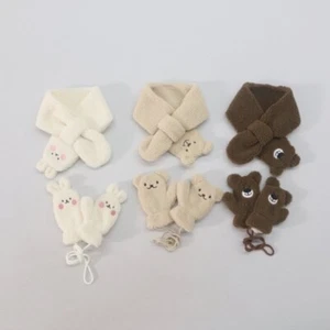 Kids Mittens & Muffler-Bunny, Puppy, Bear Winter Gloves with String&Scarf  2T-6T - Picture 1 of 23