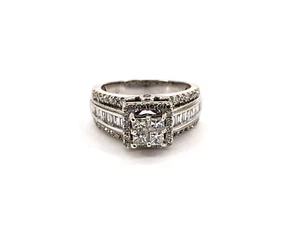 14KT White Gold 5.78 Grams Diamond Ring (1cttw) Size 4.5 - Picture 1 of 15