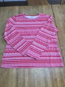 Damen Talbots XL Langarm Rundhals T-Shirt Rot & Weiß Freizeit Lounge - Bild 1 von 4