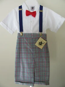 NWT Boys 7yrs Jumpsuit-Shirt-Tie-Suspenders NOS Church Easter Golf Romper Outfit - Picture 1 of 12