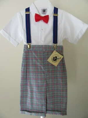 NWT Boys 7yrs Jumpsuit-Shirt-Tie-Suspenders NOS Church Easter Golf Romper Outfit - Изображение 1 из 4