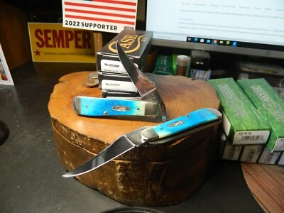 CASE & SONS CARIBBEAN BLUE JIG BONE SAWCUT 4 1/4" RUSSLOCK POCKET KNIFE CA-25589 - Image 1 of 4