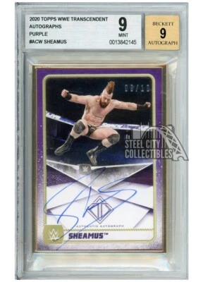 Sheamus 2020 Topps WWE Transcendent Purple Autograph Card #ACW 8/10 BGS 9 Auto 9 - Image 1 of 2