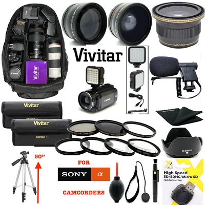 COMPLETE ACCESSORY KIT LENSES BACKPACK FILTERS TRIPOD FOR  SONY FDR-AX53 4K  - Image 1 of 4