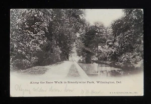 1905 Along the Race Walk in Brandywine Park Wilmington DE New Castle Co Postcard - Picture 1 of 2