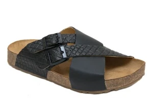 HAFLINGER Sandals BIO AMIGA Slides black Leather NEW - Picture 1 of 5