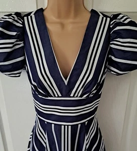 Kate Spade Midi Dress Cafe Stripe Fit & Flare Size UK 4 Keyhole Back RRP £375 - Picture 1 of 13