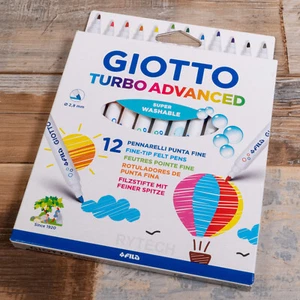 12 Pack Fila Giotto Turbo Advanced Colouring Felt Tip Pens Kids Washable Ink - Picture 1 of 3