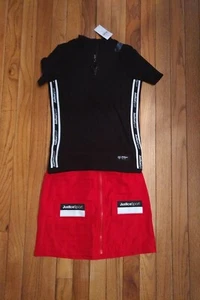 NWT Justice Girls Outfit Active Logo Tape Sport Top/Skirt Built In Short Size 10 - Picture 1 of 2