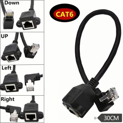 Cavo Patch Ethernet Rete RJ45 Maschio a Femmina Prolunga Angolo 90° Cavo Cat6 - Immagine 1 di 4