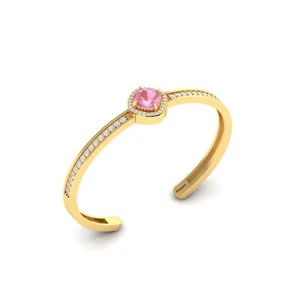 Pulsera de morganita, brazalete de morganita, brazalete, delicada pulsera de oro - Imagen 1 de 5