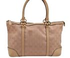 Authentic GUCCI Lovely Heart Shoulder Tote Bag GG Canvas Leather Beige 5976I