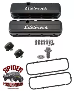 Chevy C/K 1968-1979 camioneta bloque grande cubiertas de válvula NEGRO ALTO kit Edelbrock - Imagen 1 de 6