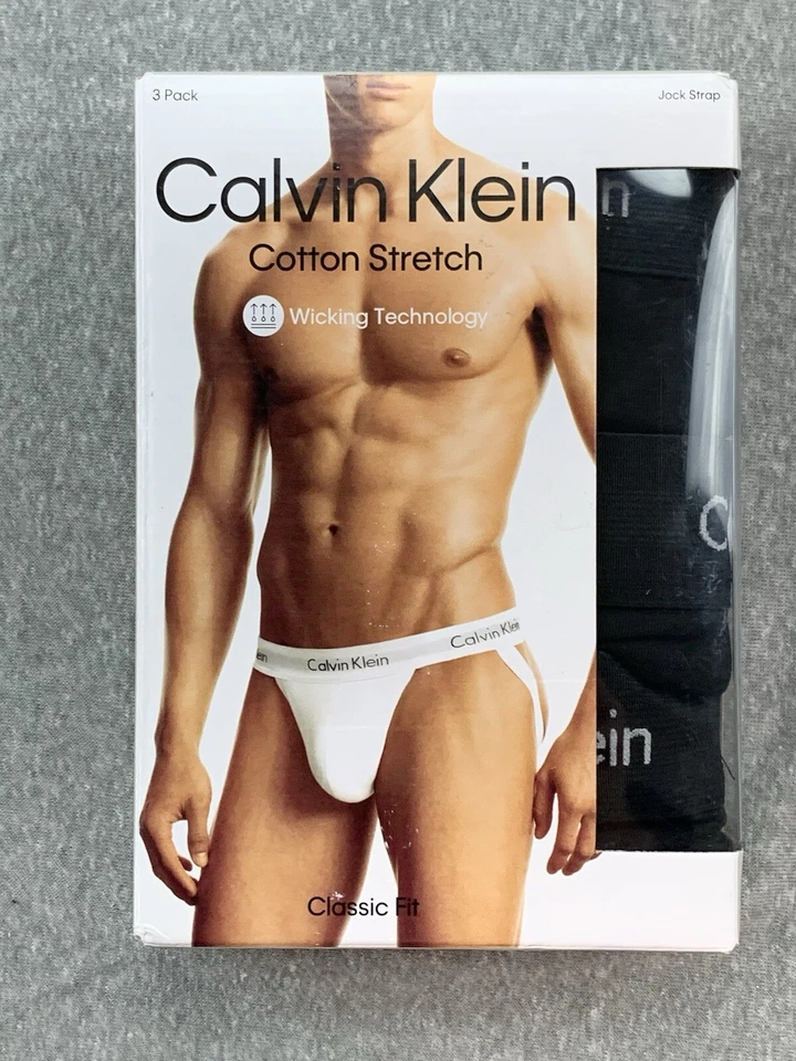 Calvin Klein Underwear Men Black CK Nb2623 Stretch 2-Pack Jock Strap Size L