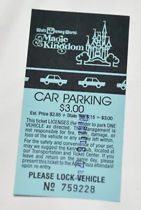 1 Day Magic Kingdom Parking Ticket Stub WALT DISNEY WORLD RESORT Used 1980s - Picture 1 of 6