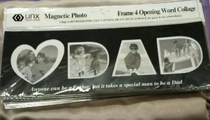 2 Stück Magnetischer Bilderrahmen ♡ Papa 4 Öffnung Wort Collage Rahmen Neu - Bild 1 von 2