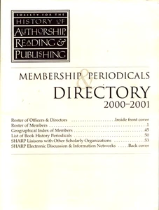 2000-2001 Society for History Authorship Reading Publishing Membership Directory - Picture 1 of 1