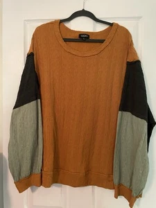 Drop Shoulder Balloon Sleeve Color Block Shirt top Woman’s size large oversized - Picture 1 of 12