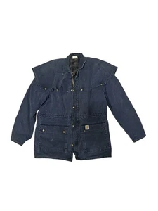Carhartt Mens VTG CW083 Navy Blue Duck Shoulder Cape Chore Jacket Coat Size L - Picture 1 of 5
