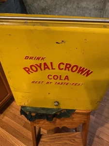 Vtg ROYAL CROWN RC COLA USA Soda Pop Metal Cooler Chest Embossed Letters - Picture 1 of 16