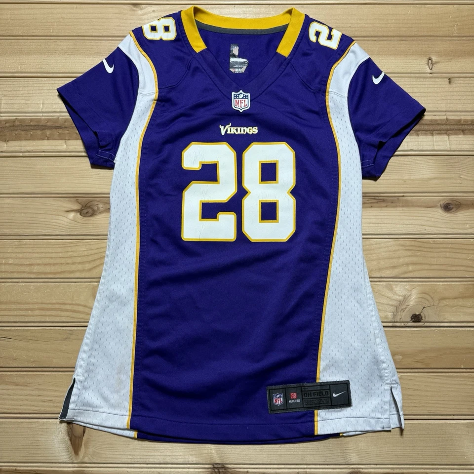Camiseta deportiva para mujer Minnesota Vikings Adrian Peterson #28 Nike On Field talla pequeña Foto 1 de 4